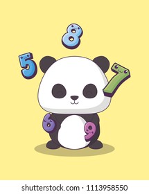 cute panda bear with numbers kawaii character