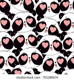 Cute Panda bear Pattern Vector, 