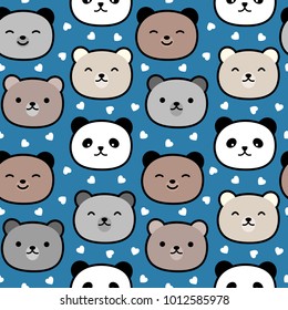 Cute Panda and Bear Seamless Pattern Background Vector