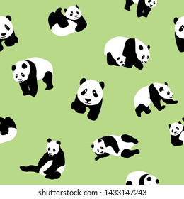 Cute Panda Bear Seamless Pattern