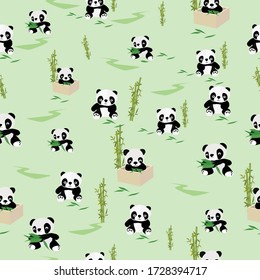 Cute Panda Bear Seamless Pattern Vector for Background or Print 