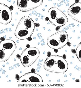 Cute panda bear seamless pattern 