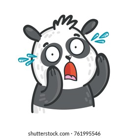 Cute Panda Bear: shocked, surprised, astonished, amazed, dazed emotion. Set of characters in vector hand drawn style, doodle cartoon illustration. As logo, mascot, sticker, emoji