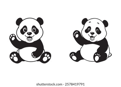 Cute Panda Bear Silhouette vector image