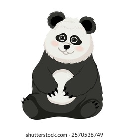 Cute panda. Bear sitting. Vector stock illustration. Isolated on white background. Animal 