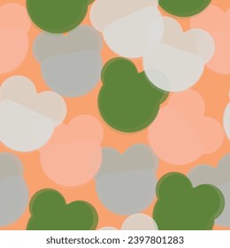 cute panda bear in the sky with bright balloons on a grey neutral seamless background.  Panda bear vector background. 