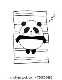 Cute Panda Bear Sleep. Vector illustration flat design