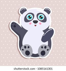 Cute panda bear sticker vector illustration. Flat design. 
