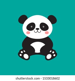 Cute panda bear. Vector icon