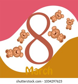 Cute Panda Bear, vector illustration. Card for Valentine's Day