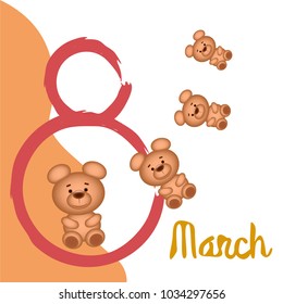 Cute Panda Bear, vector illustration. Card for Valentine's Day