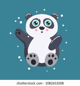 Cute panda bear vector illustration. Flat design. 