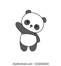 Cute panda bear vector illustration, adorable welcoming bear