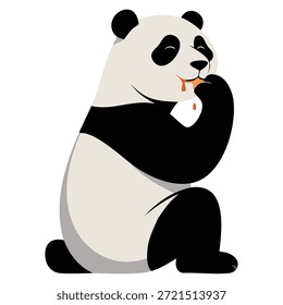 Netter Panda-Bär, Vektorgrafik, lustig, wildes Tier, das ernst aussieht, mit nachdenklichem Gesichtscartoon-Stil auf weißem Hintergrund, geeignet für Designs zum Thema Tierwelt