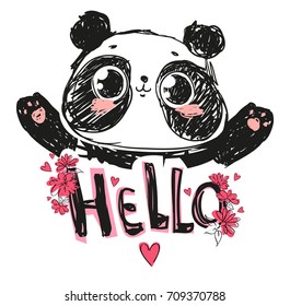 Cute Panda Bear, vector illustration. Animal vector. 