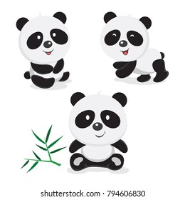 Cute panda bear. Vector illustration of cute baby pandas collection.