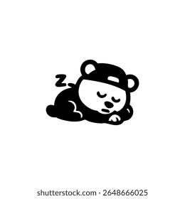 Urso panda bonito usando um boné, dormindo