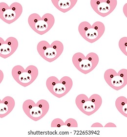 cute panda bears and hearts seamless pattern