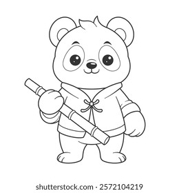 Cute panda becomes a martial arts expert for coloring