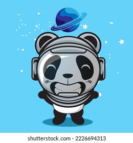 CUTE PANDA WITH BIG HEAD ASTRONAUT HELMET 