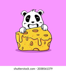 CUTE PANDA WITH BIG SLICE OF MELTED CHEESE