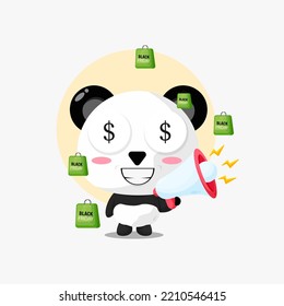 Cute panda with black friday discount illustration