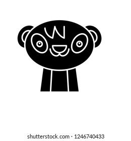 Cute panda black icon, vector sign on isolated background. Cute panda concept symbol, illustration 