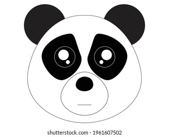 Cute panda black and white sad face