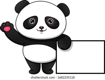 Cute panda and blank sign