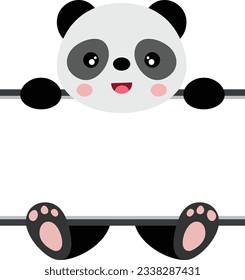 Cute panda with blank signboard

