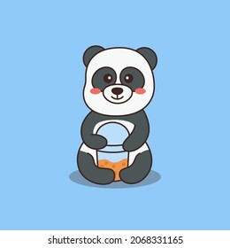 Cute Panda Boba Cartoon Style Illustration