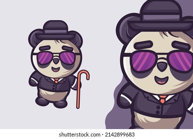 Cute Panda Boss Animal Cartoon Character