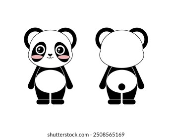 cute panda from both sides character vector design