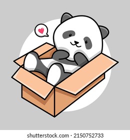 Cute panda in box cartoon design