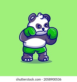 cute panda boxing illustration, suitable for t-shirt design or cute panda mascot