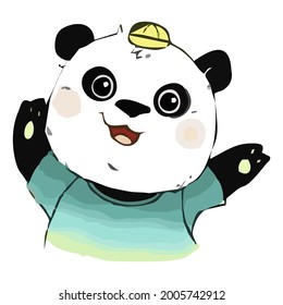 Cute Panda Boy, Perfect for illustration, logo, pattern, Etc
