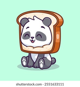 Cute Panda In Bread Cartoon Vector Icon Illustration. Animal 
Food Icon Concept Isolated Premium Vector. Flat Cartoon 
Style 