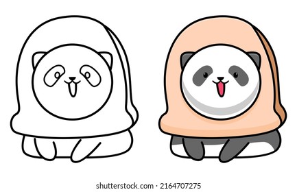 Cute panda with bread costume coloring page for kids