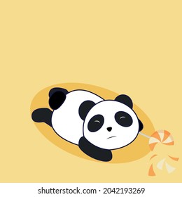 cute panda with a broken candy