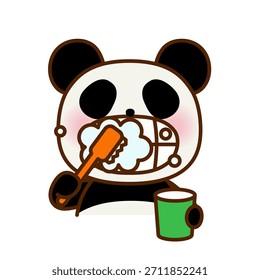 Cute Panda Brushing Teeth Illustration — Clean and Sparkling Smile