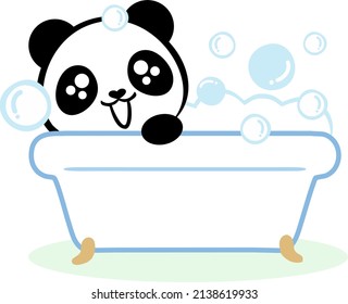 cute panda with bubble shower