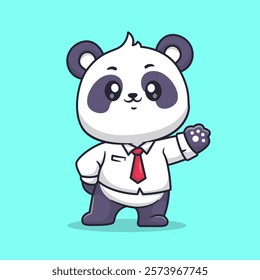 Cute Panda Businessman Cartoon Vector Icon Illustration. 
Animal Business Icon Concept Isolated Premium Vector. Flat 
Cartoon Style 