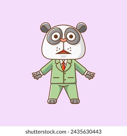 Cute panda  businessman suit office workers cartoon animal character mascot icon flat style illustration concept set