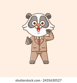 Cute panda  businessman suit office workers cartoon animal character mascot icon flat style illustration concept set