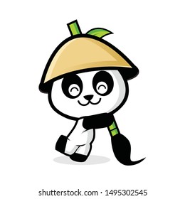 cute panda caligraphy character design