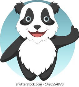 Cute Panda can be used as logo. Vector Illustration. Flat design