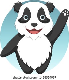 Cute Panda can be used as logo. Vector Illustration. Flat design