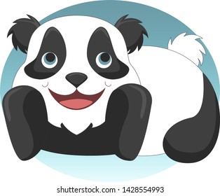 Cute Panda can be used as logo. Vector Illustration. Flat design