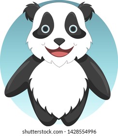 Cute Panda can be used as logo. Vector Illustration. Flat design