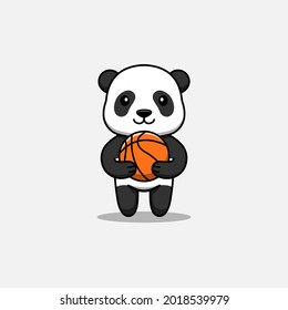 Cute Panda Carrying A Basket Ball